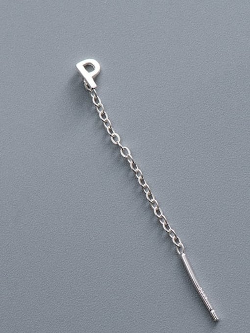 ES2180 [Single P Letter] 925 Sterling Silver Tassel Minimalist Threader Earring
